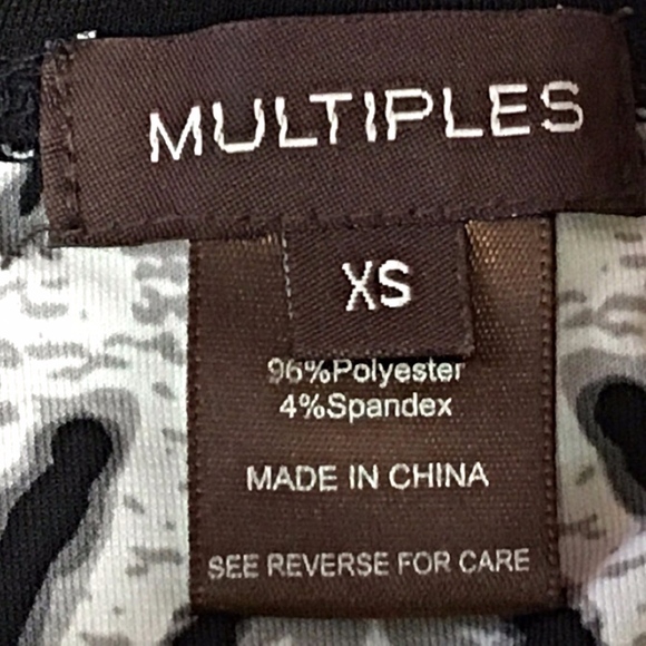 13. Multiples Zebra Leopard Print Top Sz XS Black Gray - Picture 3 of 5